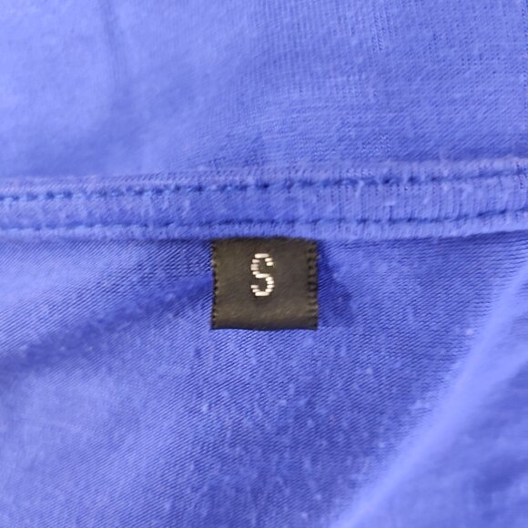 Blue Short Sleeve Casual Shirt Scoop Loose Fit Tunic Tops Summer Button Small - Picture 5 of 6